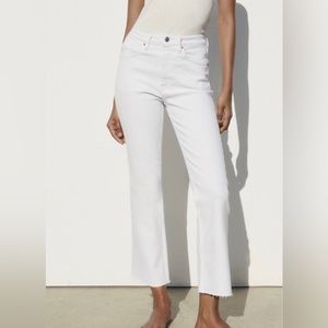 ZARA White Cropped Flare Jeans